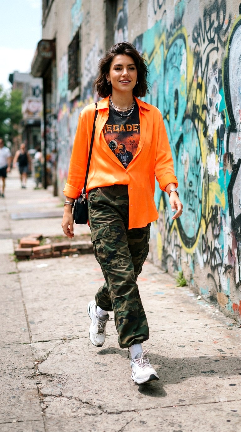 Graphic Print Clash - 24 orange shirt outfit