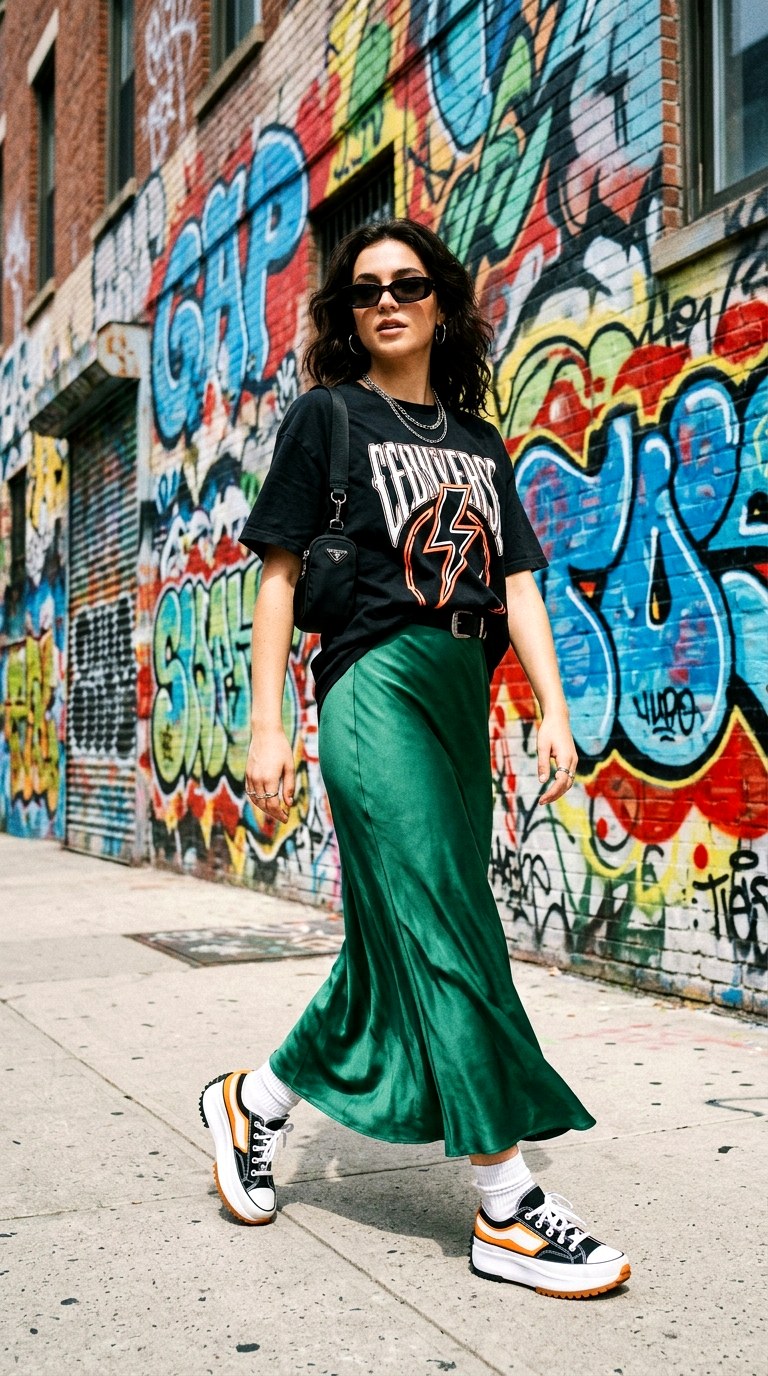 Graphic Tee with Maxi Skirt - 24 Beautiful Spring Outfit Inspirations 2026 for a Fresh New Look