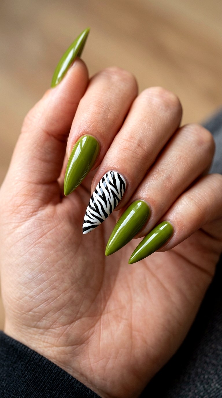 Graphic Zebra Pop - 25 Sleek Spring Stiletto Nails