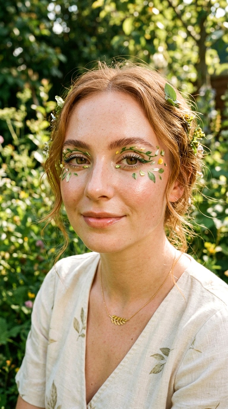 Green Garden Vine Floating Liner - 22 Floating Petal Spring Eyeliner Dreamy Detached Shapes Inspired by Blooming Garden Energy