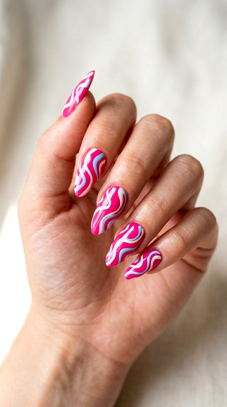 Groovy Pink Swirls - 30 Vibrant Spring Color Street Nails