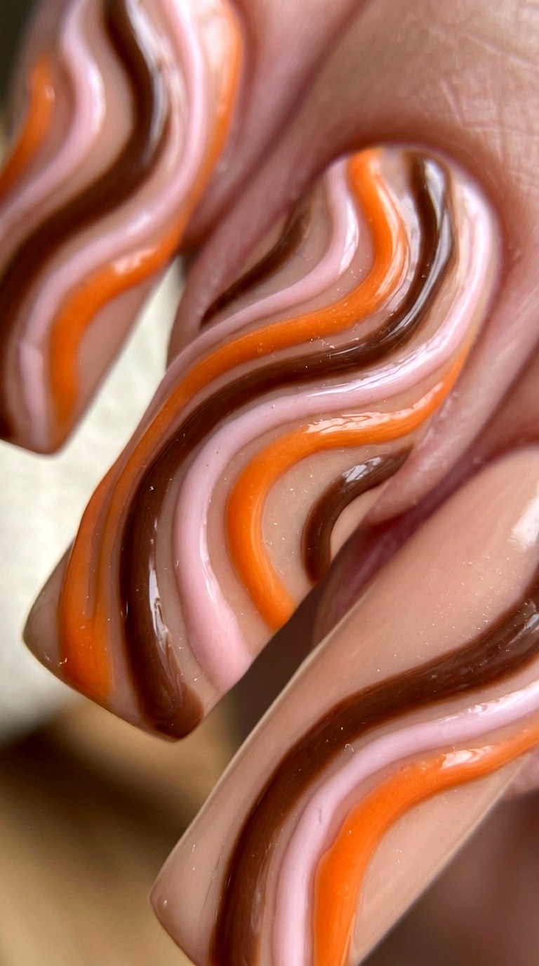 Groovy Retro Swirls - 25 Early Season Spring Multicolor Nails