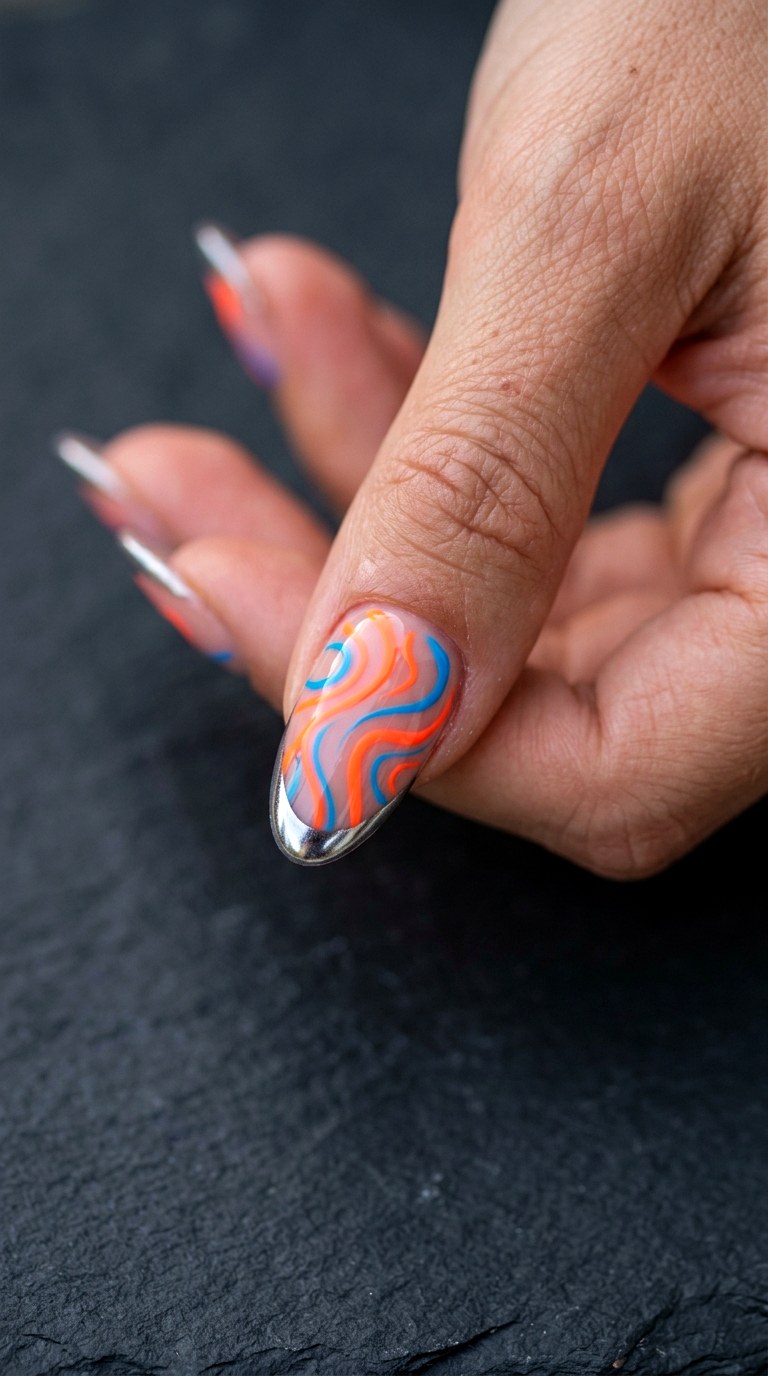Groovy Swirls - 22 Funky Spring Colorful Junk Nails