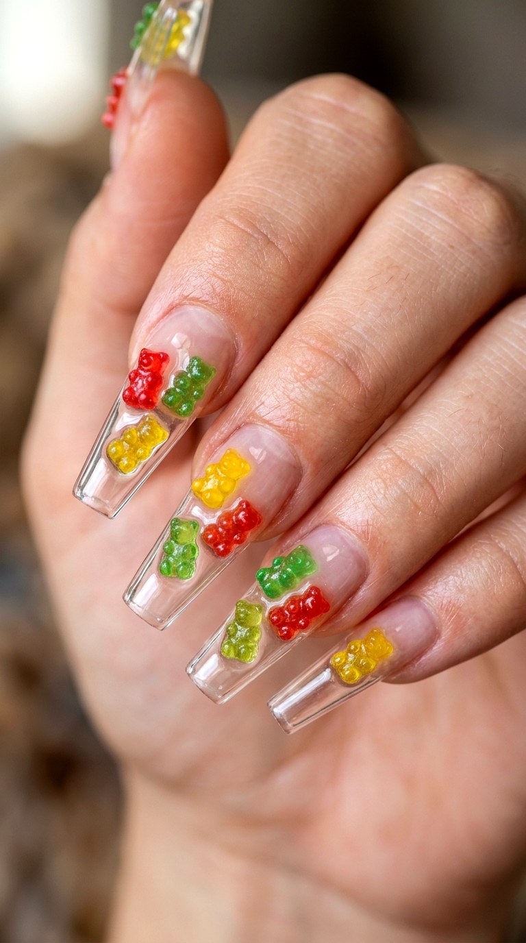 Gummy Bear Encapsulated - 26 Vacation Summer Multicolor Acrylic Nails