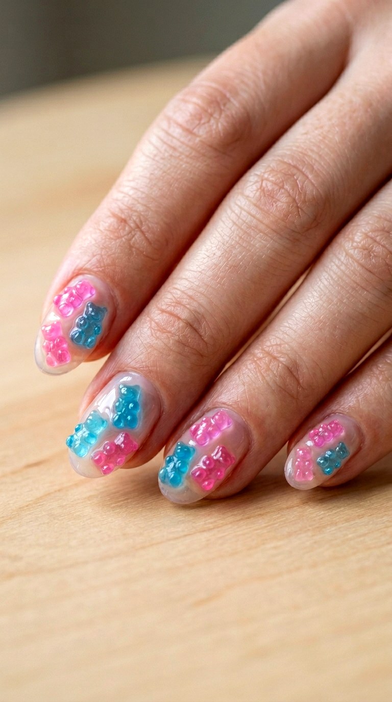 Gummy Bear Gel Pockets - 22 Funky Spring Colorful Junk Nails
