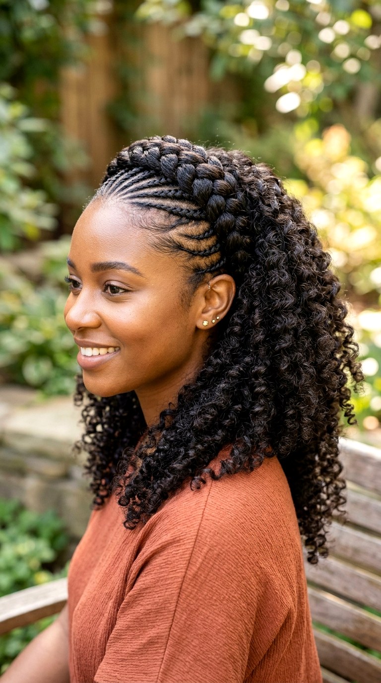 Half Cornrow Half Curls - 26 cornrow hairstyles for women