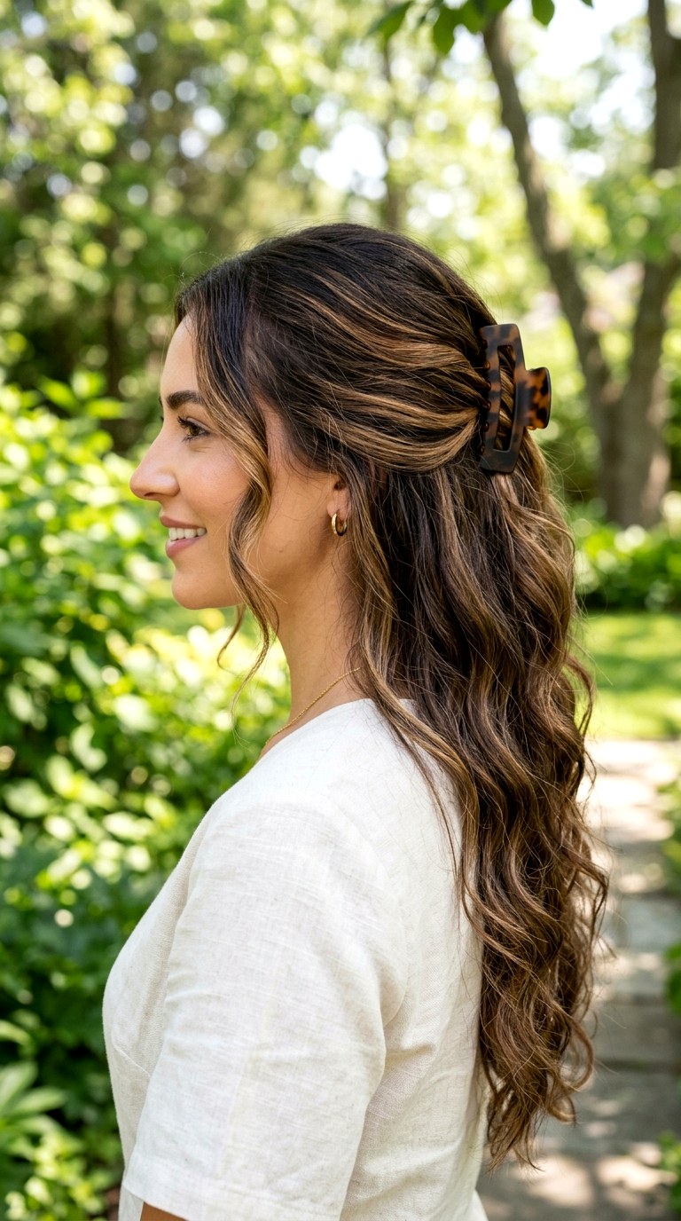 Half Up Styles That Showcase Layers - 24 long brunette hair with layers