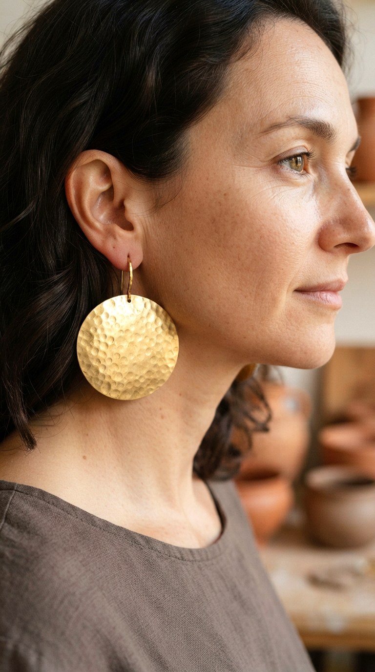 Hammered Gold Discs Earrings - 30 classy earrings