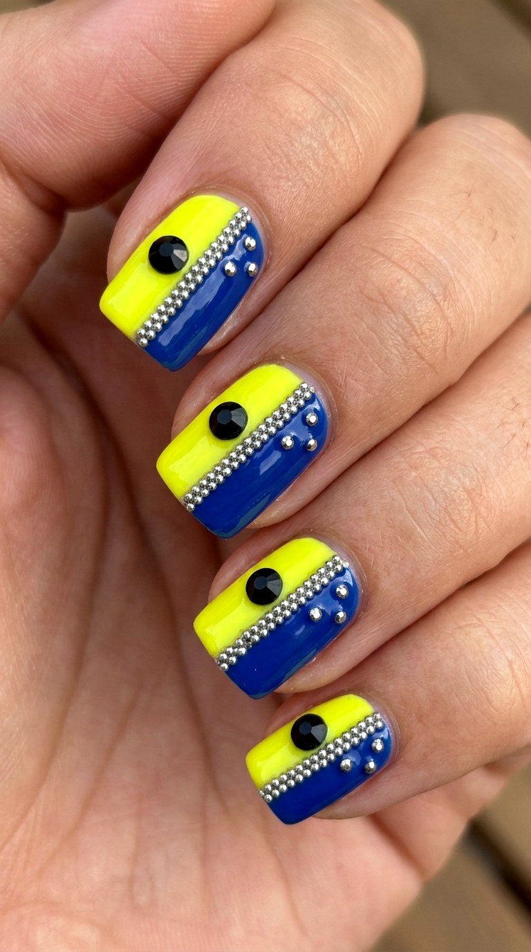 Hard Edge Graphic Duo tone - 25 Bold Spring Colorful Junk Nails