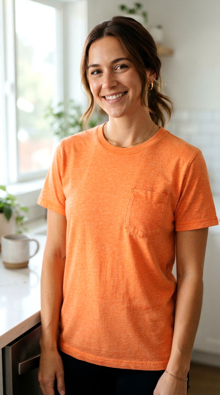 Heathered Tangerine Dream Pocket Tee - 26 orange t-shirt