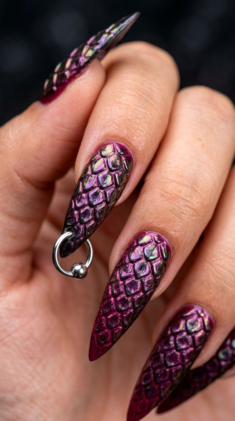 Heavy Metal Reptile Skin - 25 Bold Spring Colorful Junk Nails