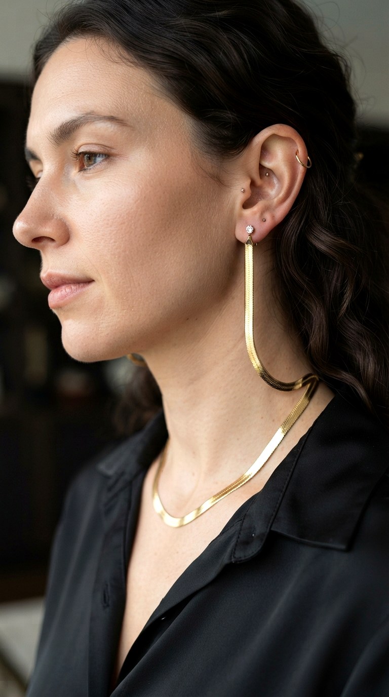 Herringbone Chain Jackets Earrings - 30 classy earrings