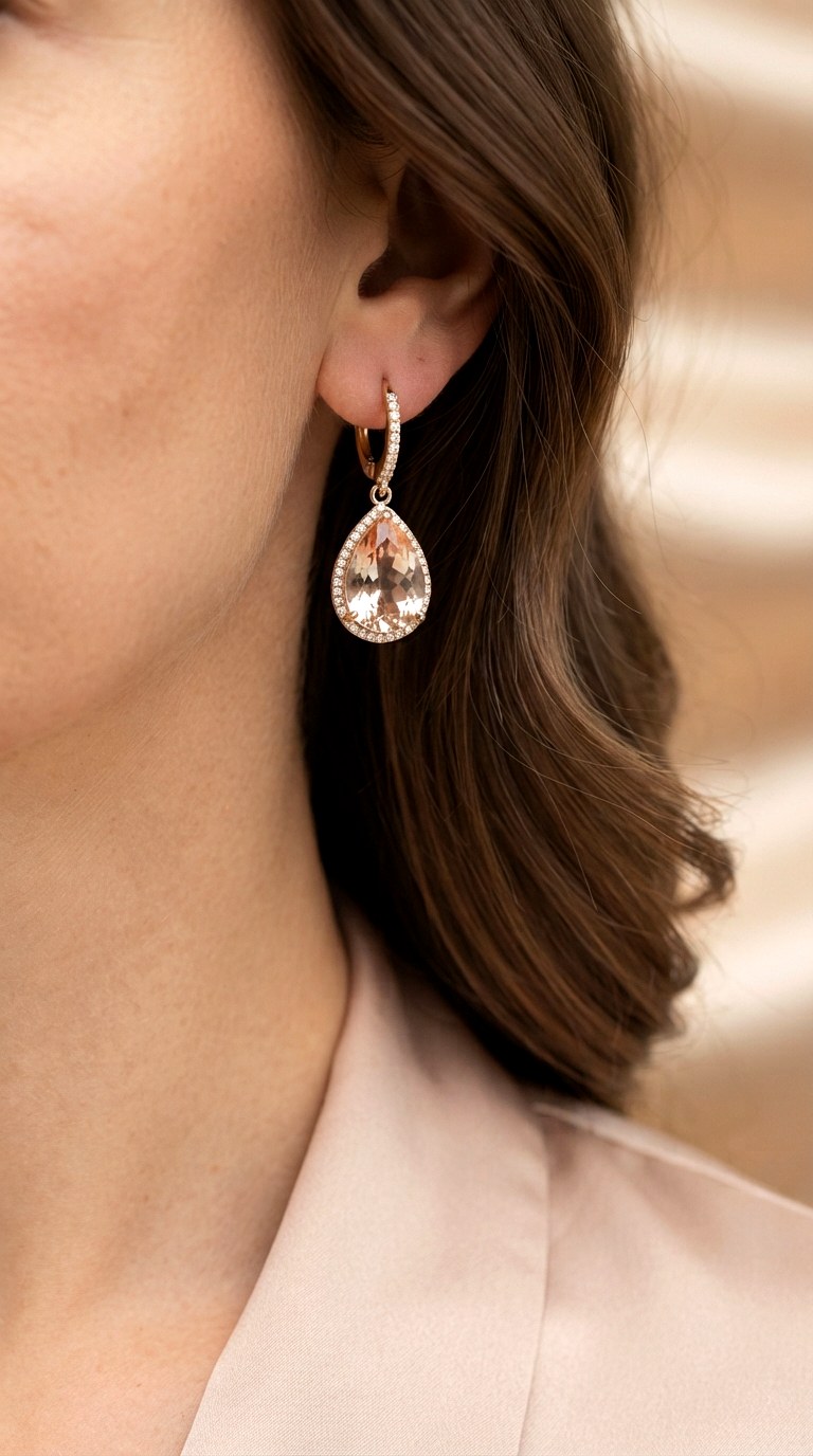 Hidden Halo Morganite Drops Earrings - 30 classy earrings