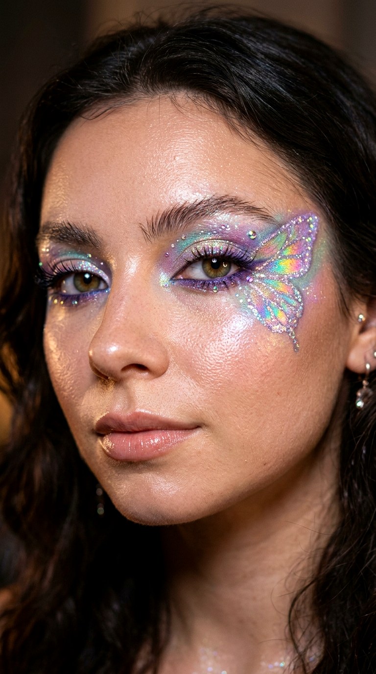 Holographic Butterfly Sparkle Eyes - 27 Butterfly Pastel Eye Makeup