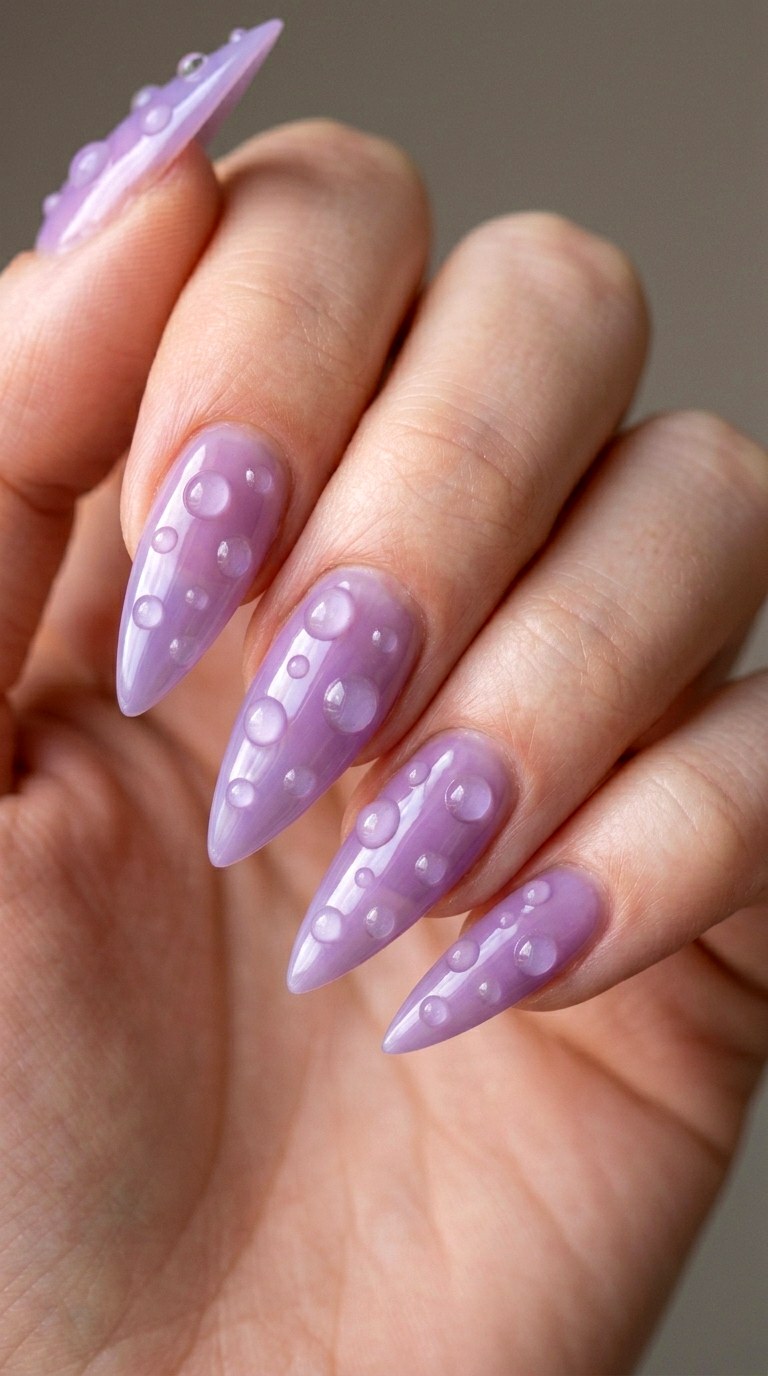 Holographic Dewdrop Illusion - 27 Fierce Spring Stiletto Nails