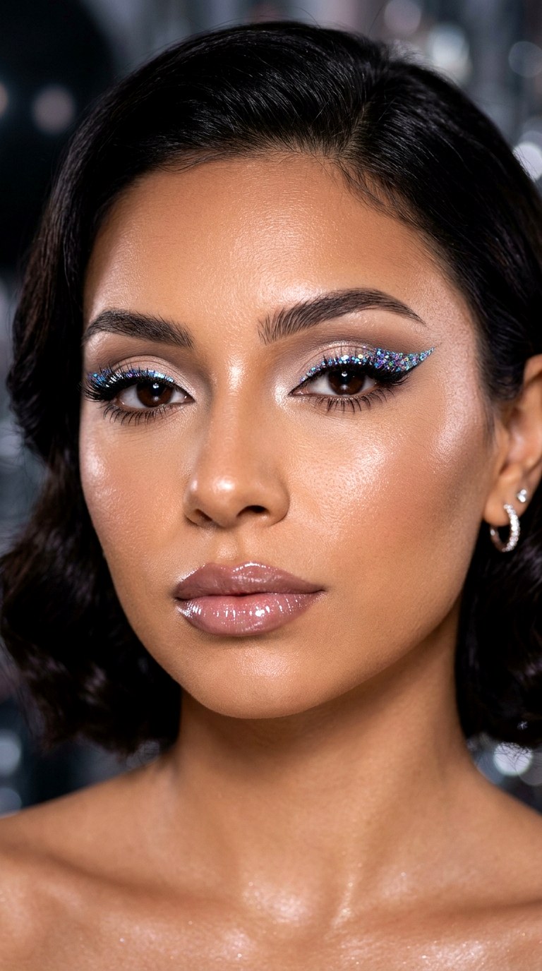 Holographic Glitter Winged Liner - 24 Holographic Sparkle Eye Makeup for Night Parties