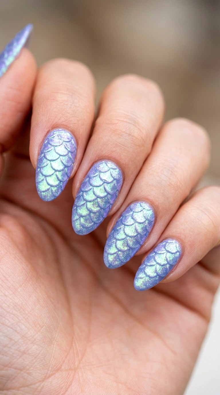 Holographic Mermaid Scales - 29 Beach Summer Acrylic Nails