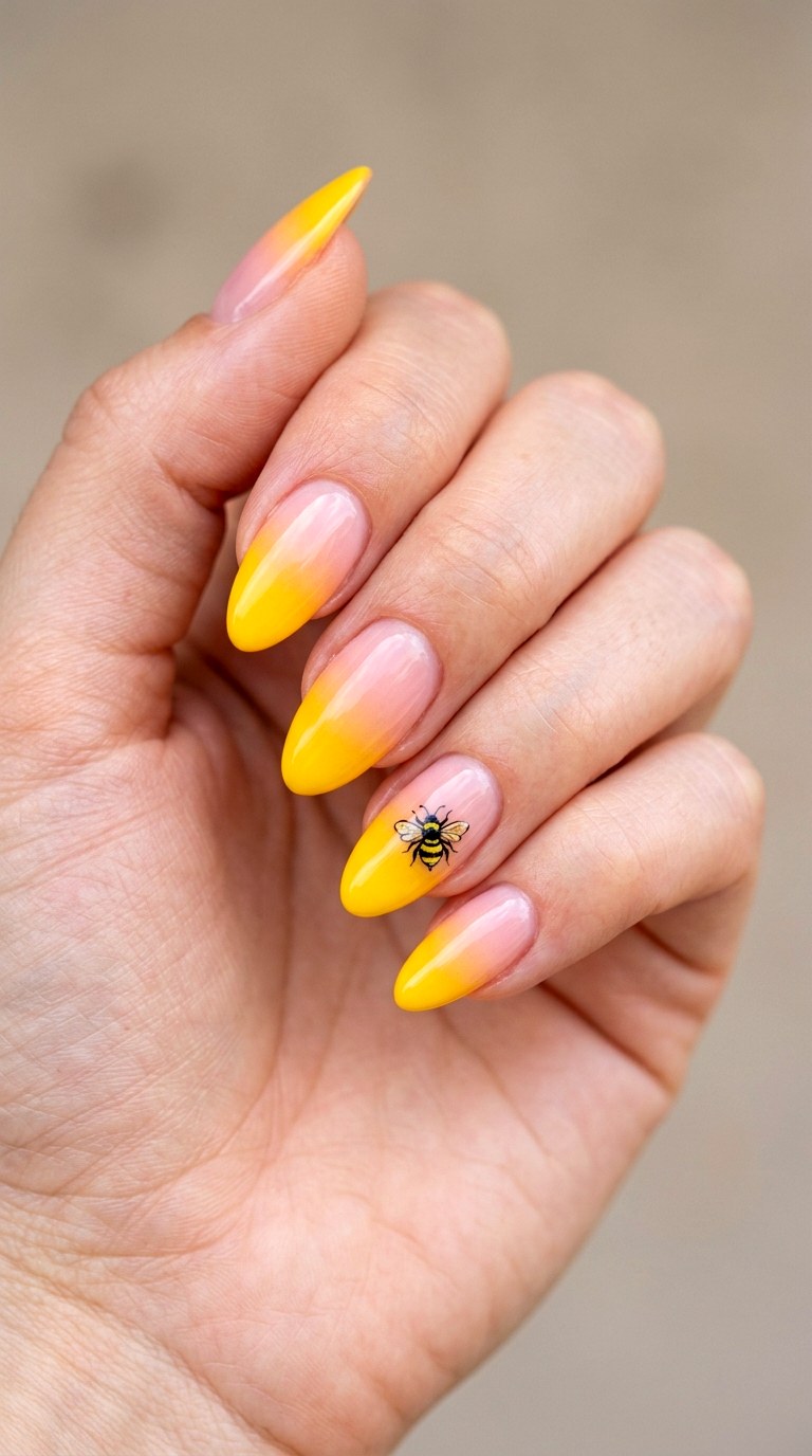 Honeybee Yellow Burst - 30 Dreamy Spring Ombre Nails