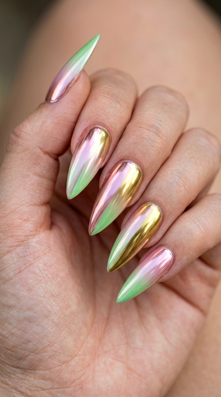 Horizontal Color Blocked Ombre - 29 Pastel Spring Ombre Nails