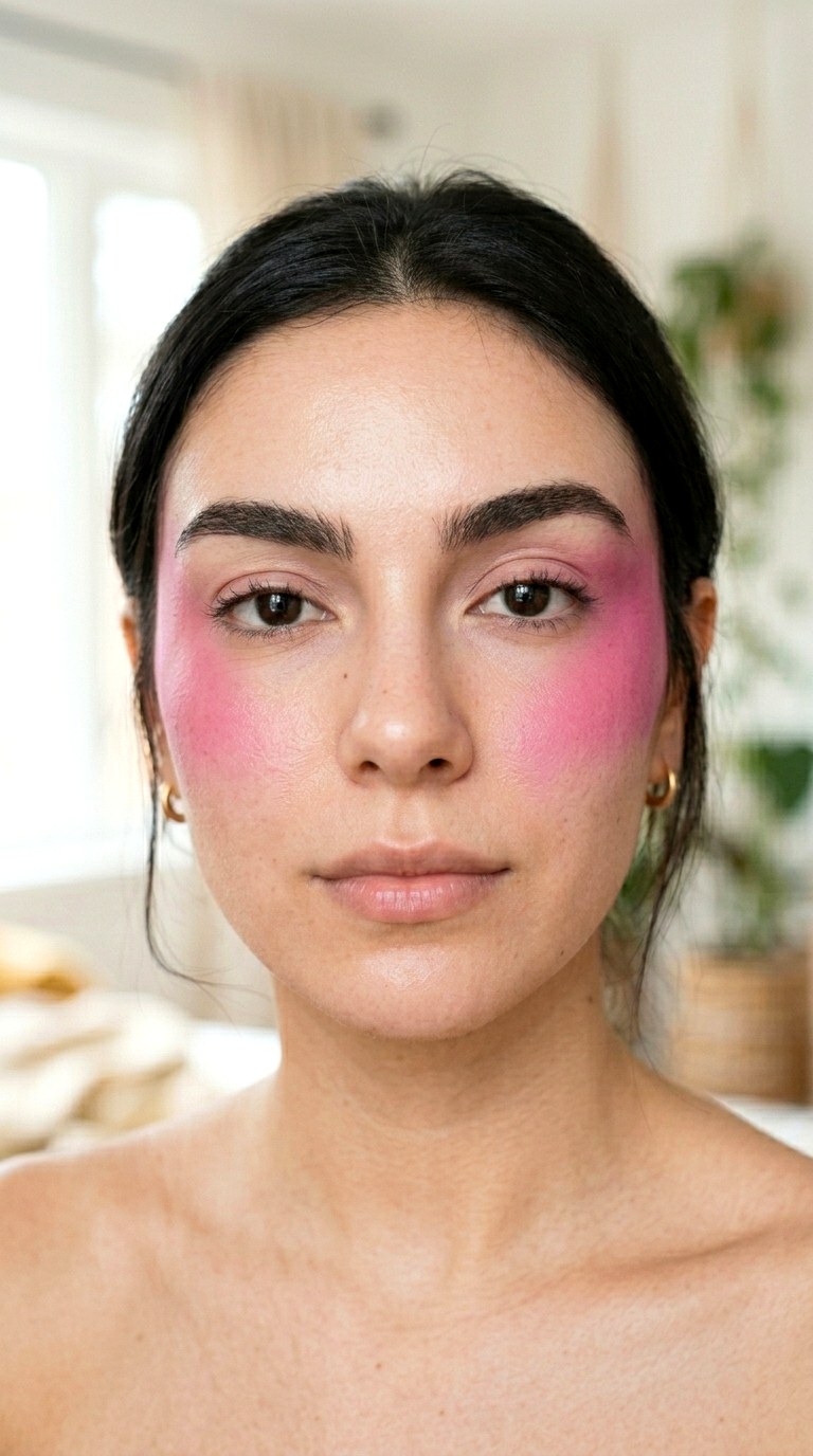 Hot Pink Blush Draping - 21 colorful makeup looks