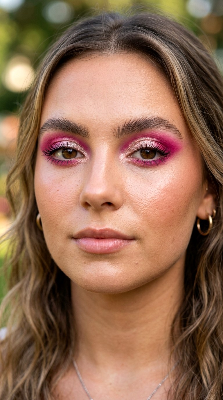 Hot Pink Halo Eyes - 22 Summer Colorful Eye Makeup 2026