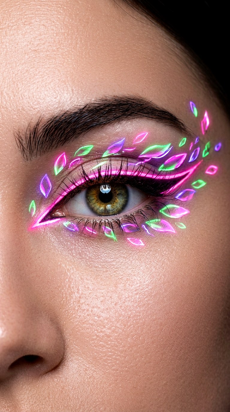 Hyper Futuristic Neon Floating Petal Liner - 22 Floating Petal Spring Eyeliner Dreamy Detached Shapes Inspired by Blooming Garden Energy
