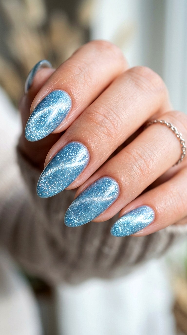 Icy Baby Blue Cat Eye Glass - 26 At-Home Spring Color Street Nails