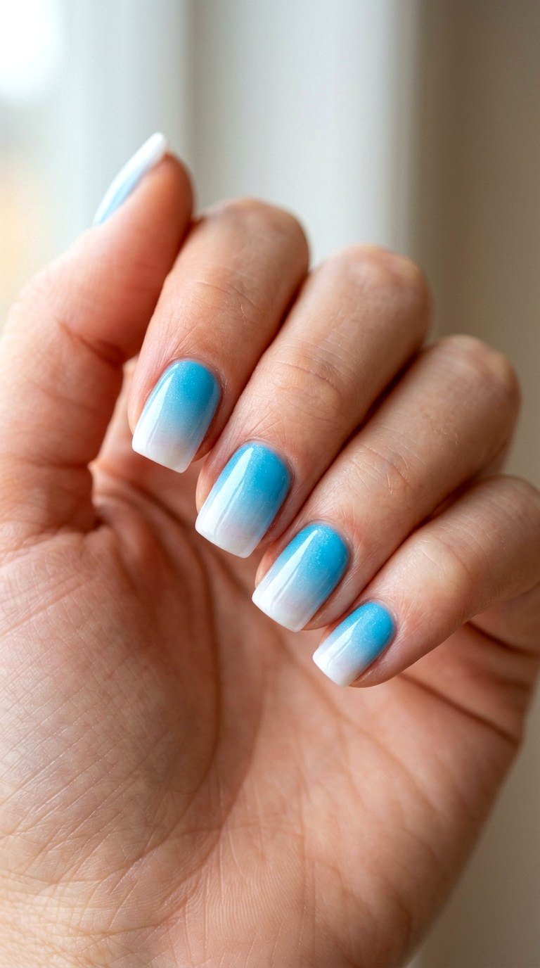 Icy Blue Reverse Ombre - 25 Elegant Spring Ombre Nails