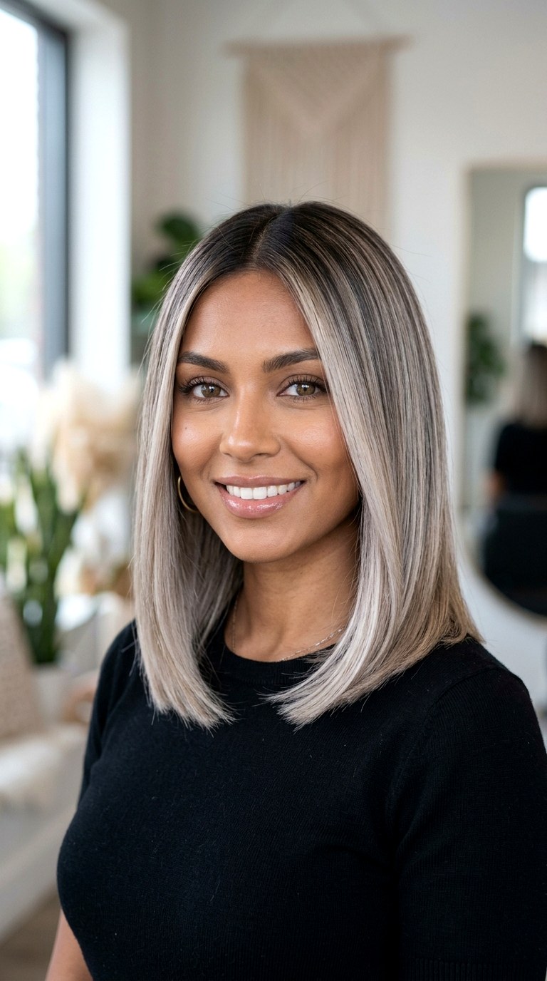 Icy Cappuccino Foilayage - 24 hair color for brown skin