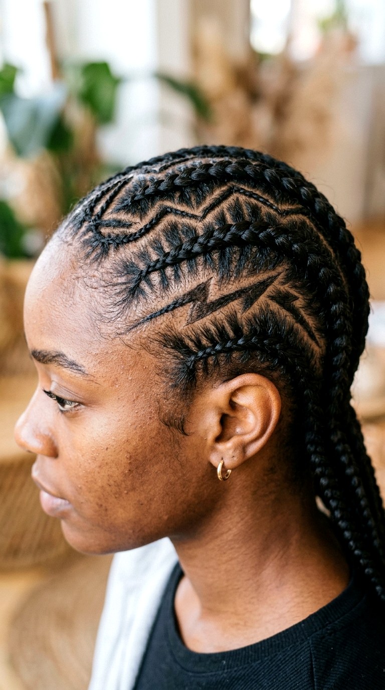 Intricate Zigzag Parts - 26 cornrow hairstyles for women