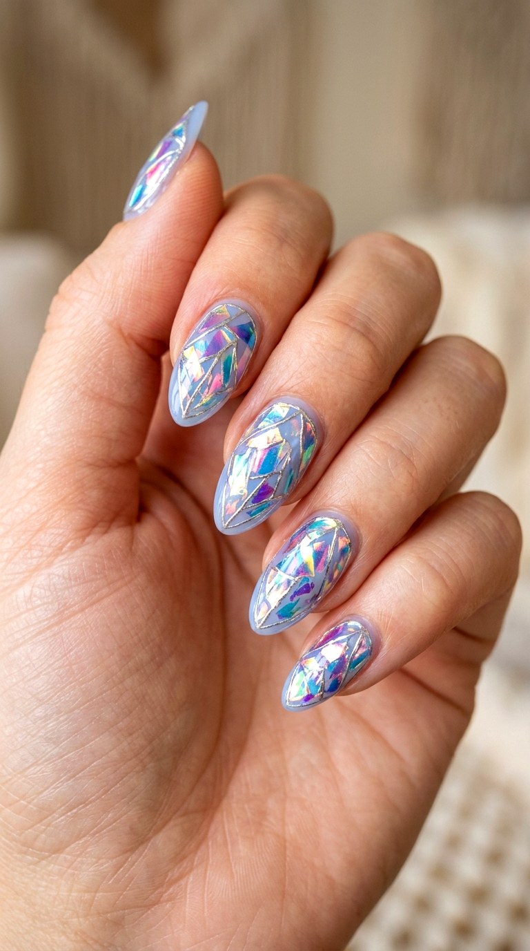 Iridescent Cellophane Stained Glass - 24 Eclectic Spring Colorful Junk Nails