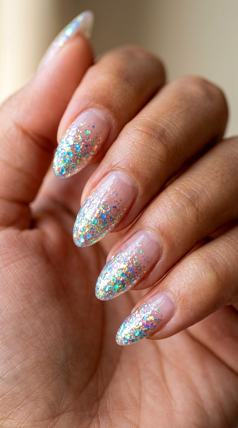 Iridescent Crystal Clear - 24 Radiant Spring Ombre Nails