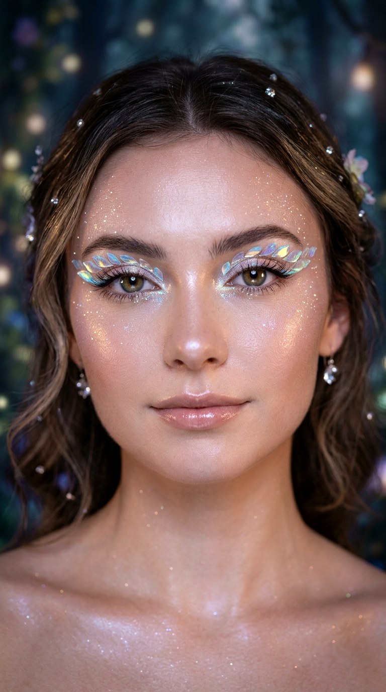 Iridescent Fairy Dust Petal Effect - 22 Floating Petal Spring Eyeliner Dreamy Detached Shapes Inspired by Blooming Garden Energy
