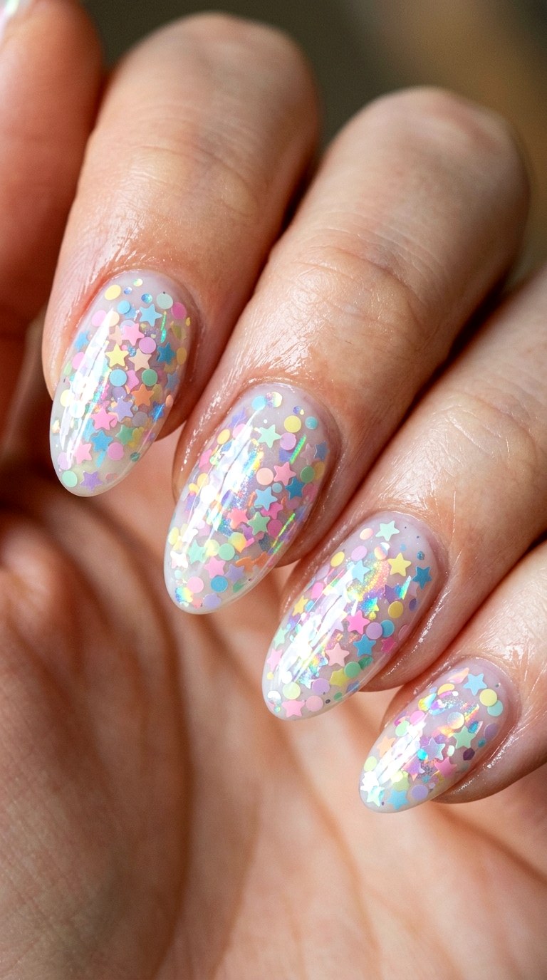 Iridescent Kamifubuki Confetti - 23 Pastel Spring Multicolor Nails