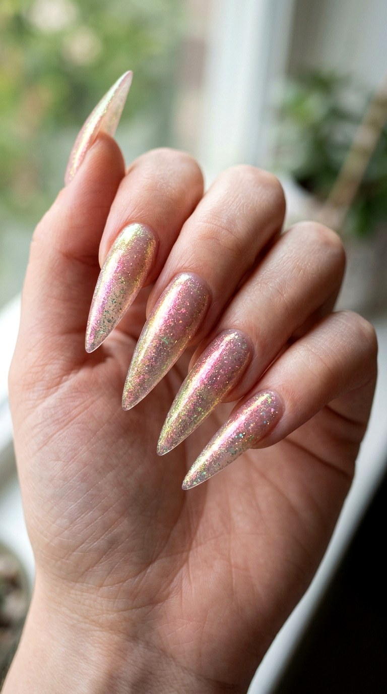 Iridescent Mermaid Core - 24 Fresh Spring Acrylic Nails