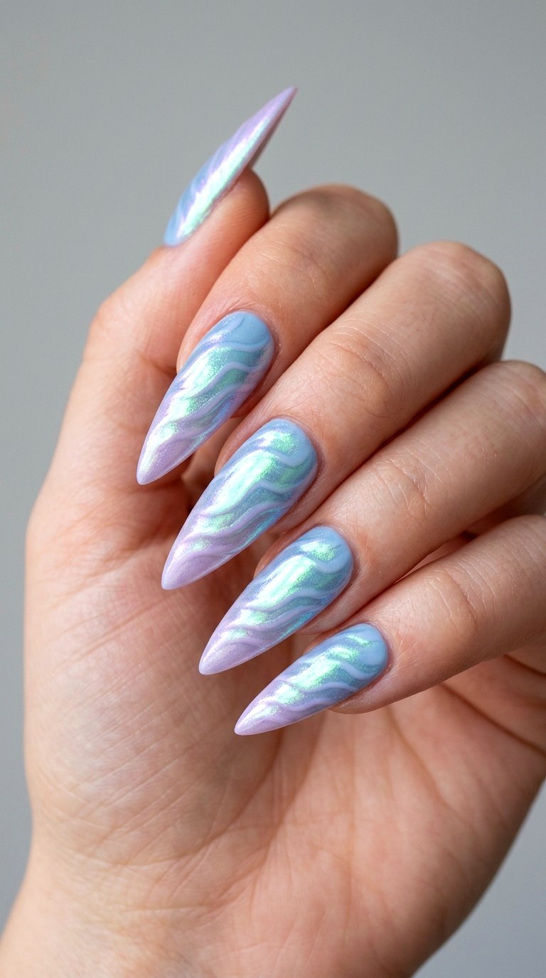Iridescent Mermaid Waves - 30 Dreamy Spring Ombre Nails