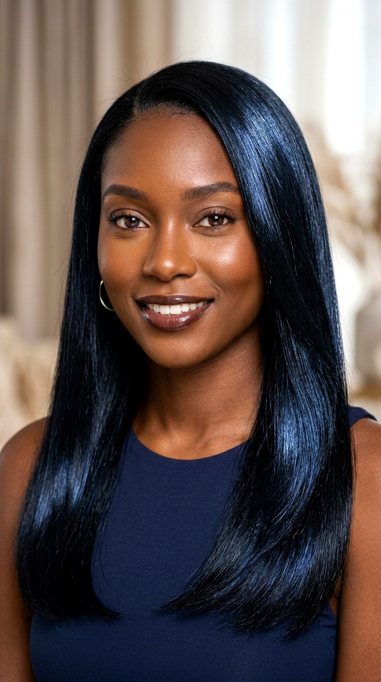 Iridescent Midnight Blue - 24 hair color for brown skin