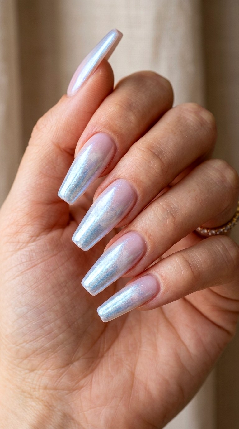 Iridescent Pearl Cloud Ombre - 24 Light Spring Ombre Nails