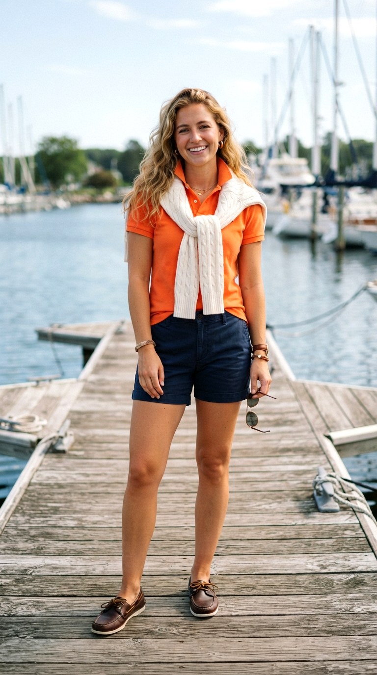 Ivory Cable Knit Over Shoulders - 25 orange polo shirt outfit