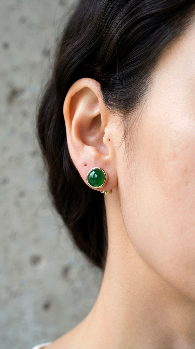 Jade Bezel Studded Studs Earrings - 30 classy earrings