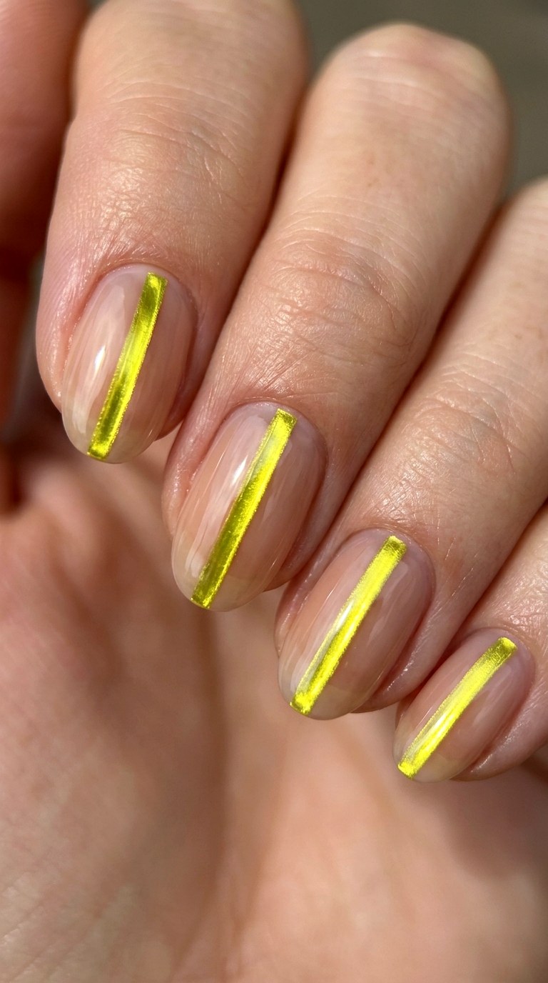 Jelly Nude and Lemon Chrome - 28 Stylish Spring Two Colored Nails