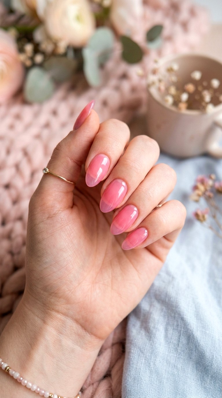 Jelly Pink Nails - 30 Aesthetic Spring Nail Designs Trending on Pinterest