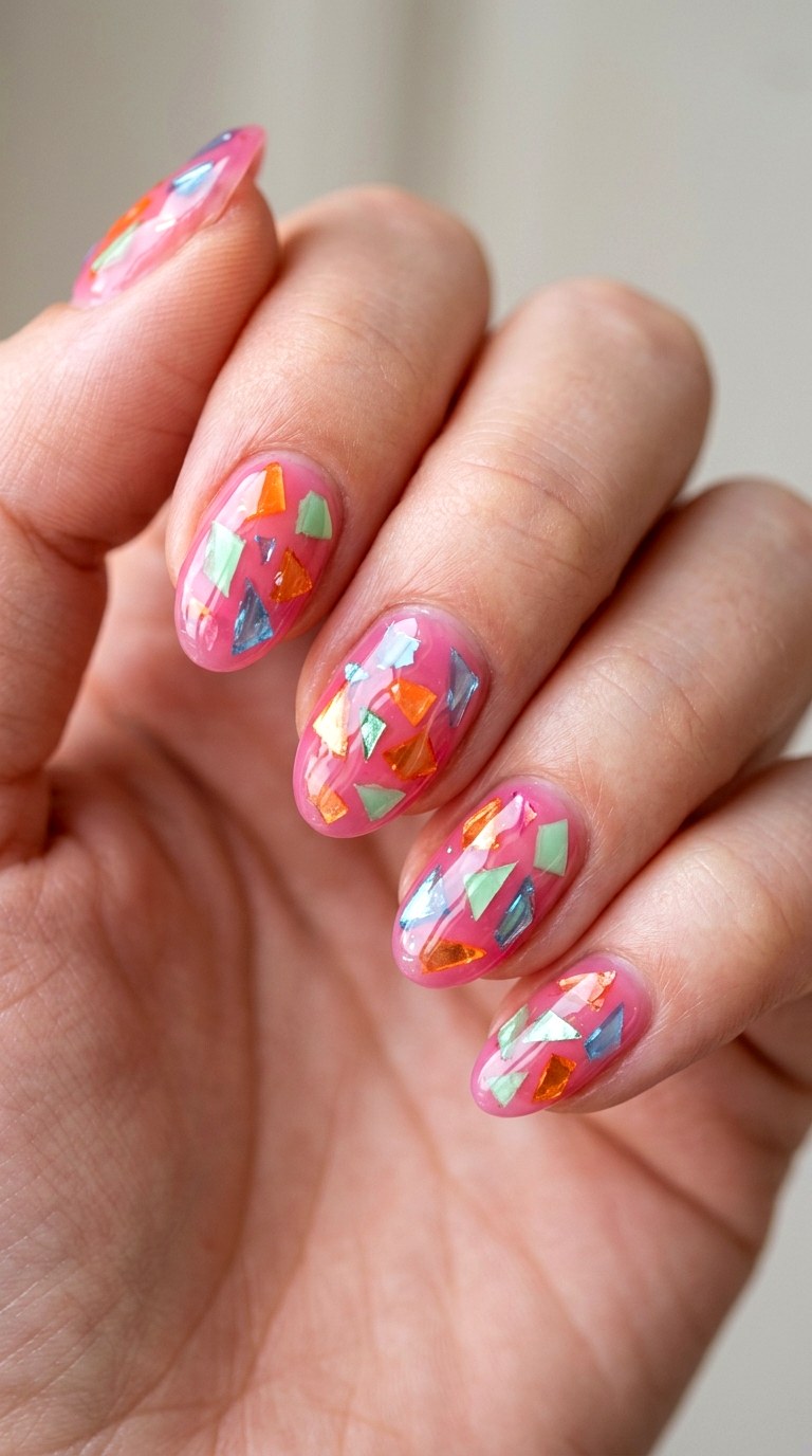 Jelly Rainbow Glass Shards - 29 Maximalist Spring Colorful Junk Nails