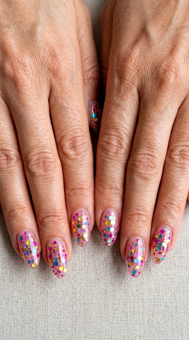 Jelly Sandwich Glitter - 20 Playful Spring Multicolor Acrylic Nails