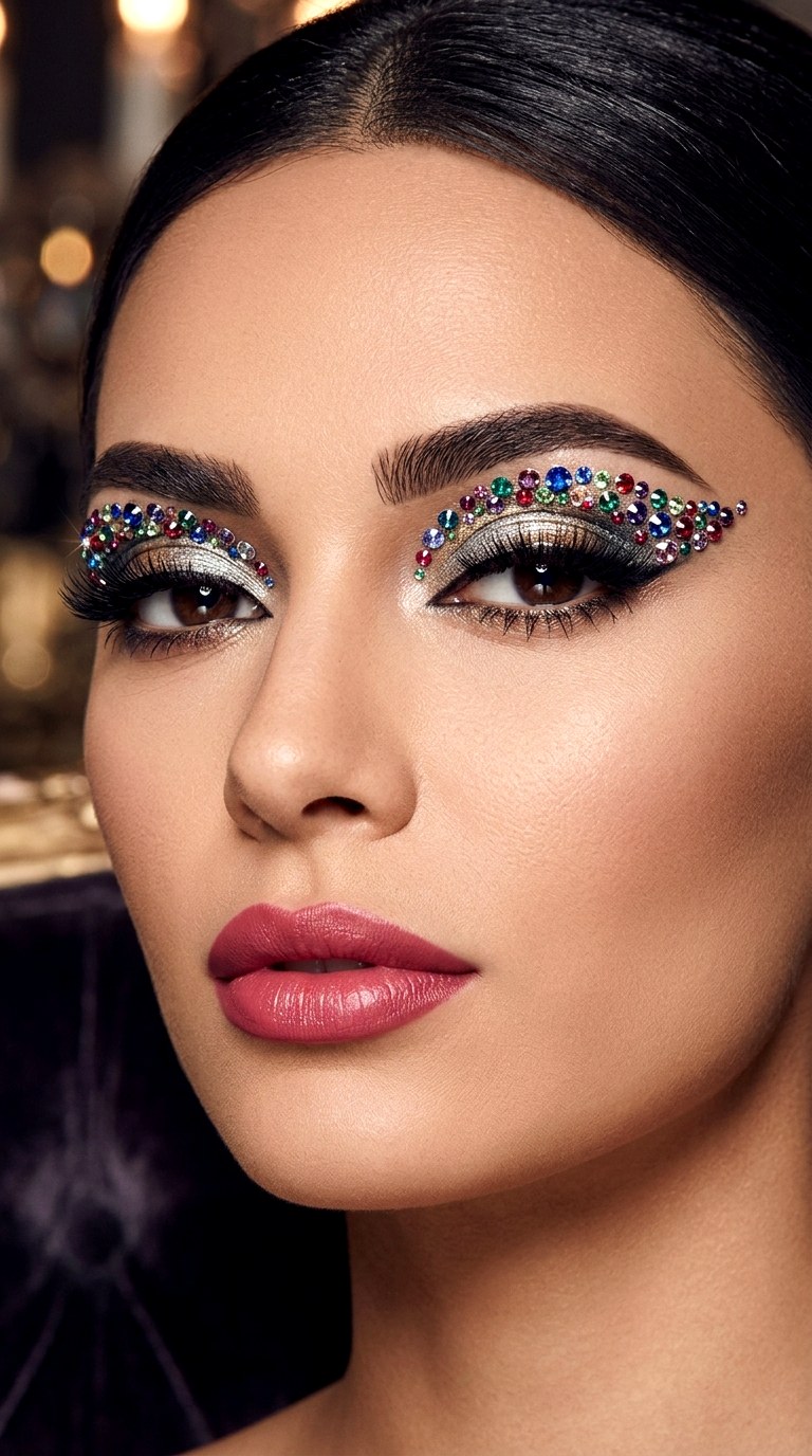 Jewel Encrusted Eyelids - 26 makeup idea creative