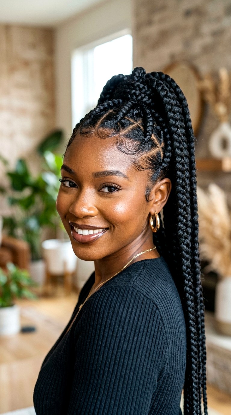Jumbo Triangle Part Ghana Braids - 21 hairstyle braids