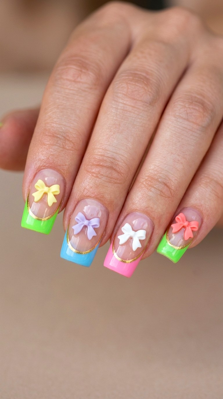 Kawaii French Tip Reboot - 27 Festival Spring Colorful Junk Nails