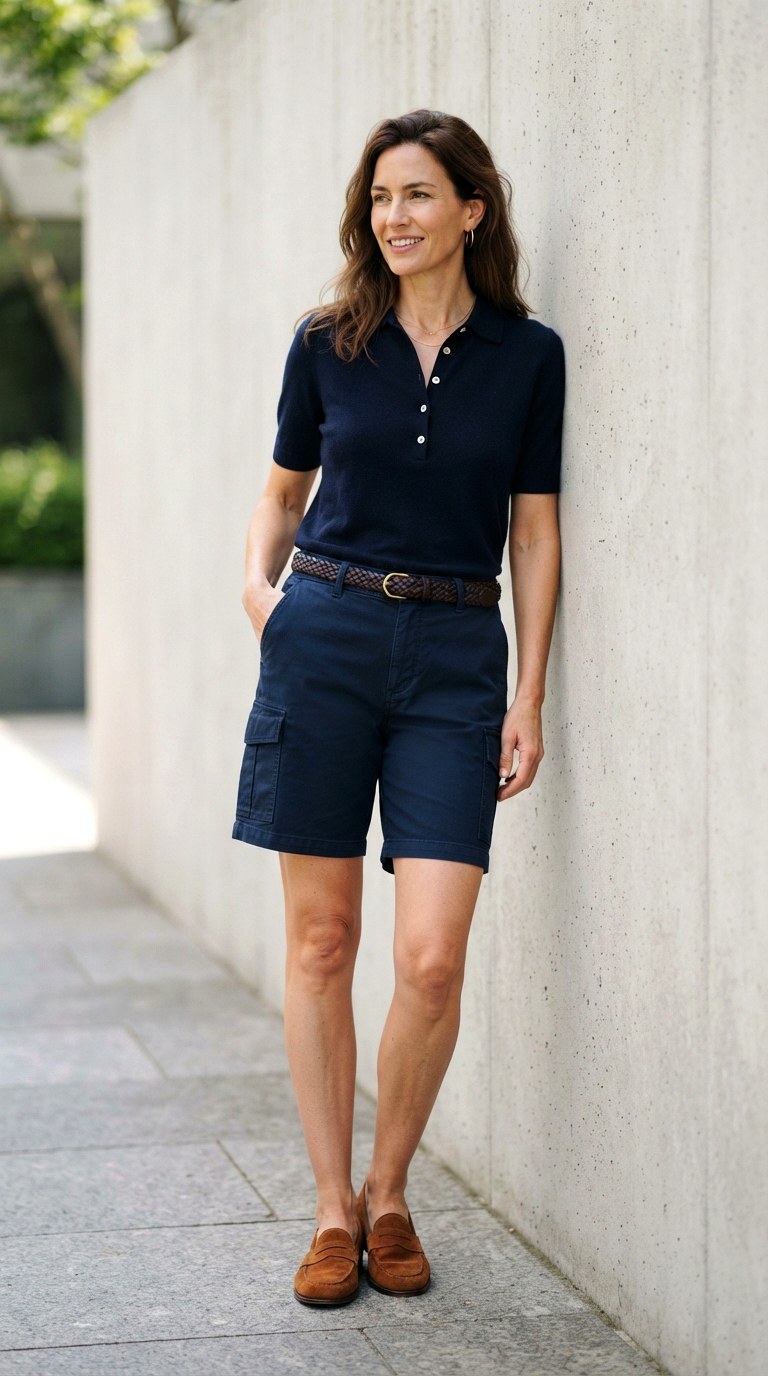 Knitted Polo and Suede Loafers With Cargo Shorts - 23 cargo shorts outfit
