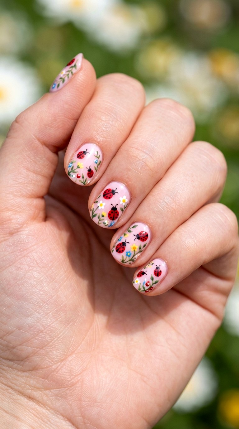 Ladybug Garden Whimsy Charm - 29 Artsy Spring Colorful Junk Nails
