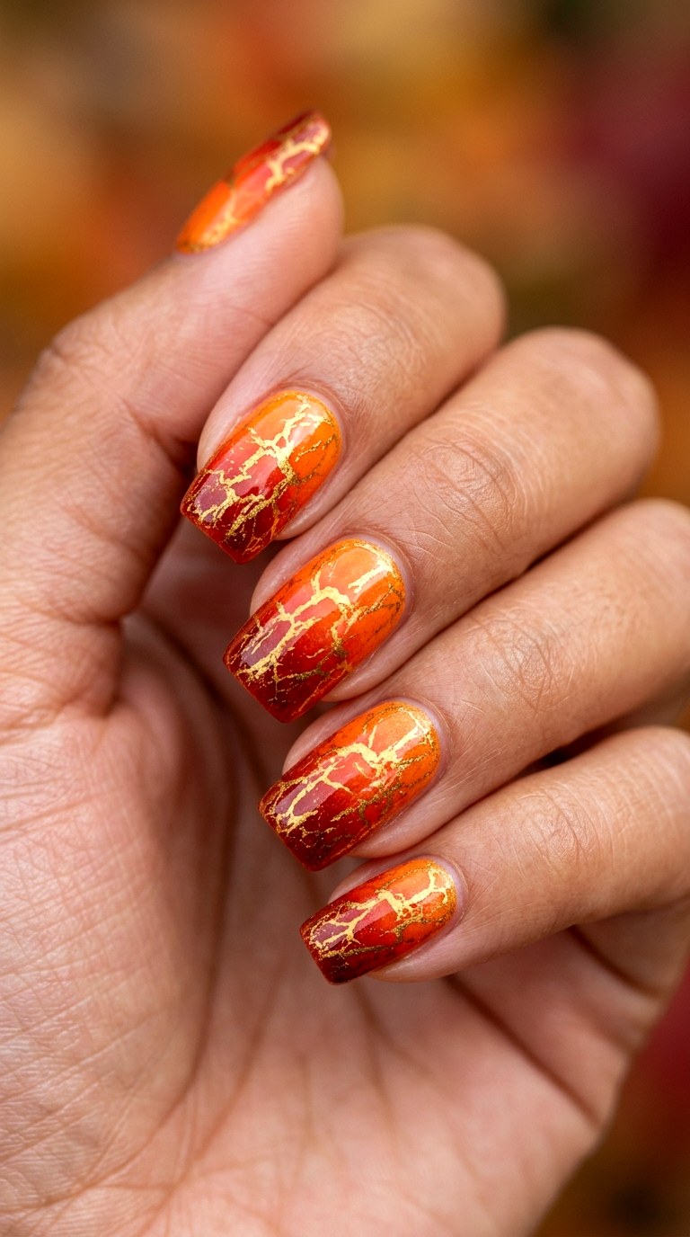 Lava Glow Sunset Nails - 29 Beach Summer Acrylic Nails